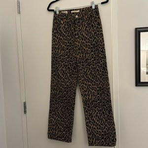 Levi’s ribcage rise corduroy leopard flare pants